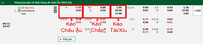 bảng kèo trận đấu Bồ Đào Nha vs Luxembourg