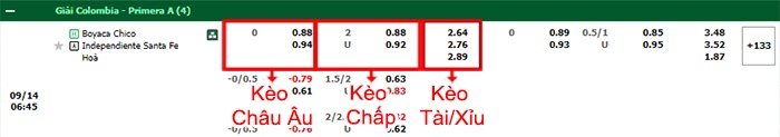 bảng kèo trận đấu Boyaca Chico vs Independiente Santa Fe
