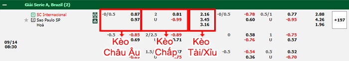 bảng kèo trận đấu Internacional vs Sao Paulo