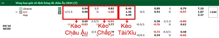 bảng kèo trận đấu Ukraine vs Anh