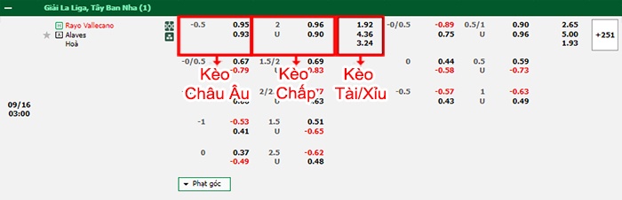 bảng kèo trận đấu Vallecano vs Alaves