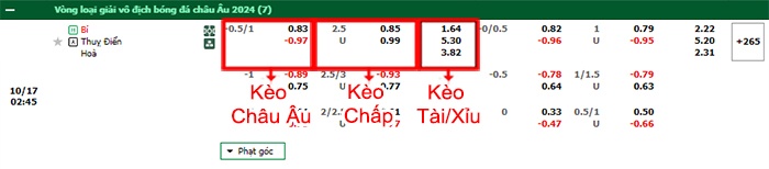 bảng kèo trận đấu Bỉ vs Thụy Điển