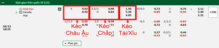 bảng kèo trận đấu Nhật Bản vs Canada
