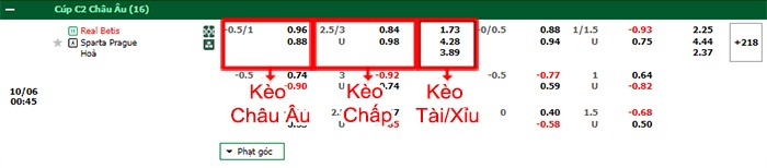 bảng kèo trận đấu Real Betis vs Sparta Prague