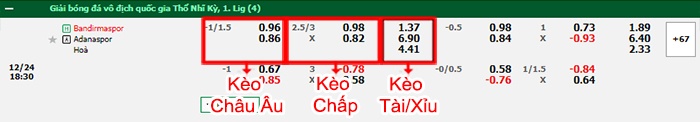 bảng kèo trận đấu Bandirmaspor vs Adanaspor
