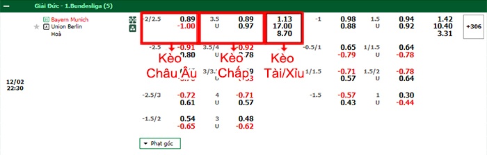 bảng kèo trận đấu Bayern Munich vs Union Berlin