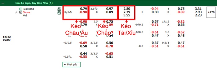 bảng kèo trận đấu Betis vs Girona
