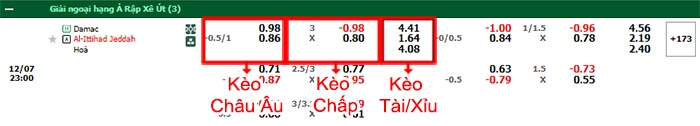 bảng kèo trận đấu Damac vs Al Ittihad