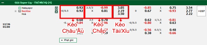 bảng kèo trận đấu Hatayspor vs Besiktas