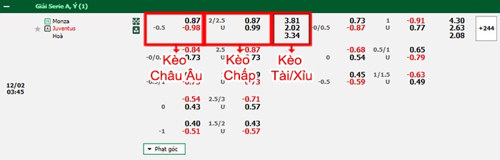 bảng kèo trận đấu Monza vs Juventus