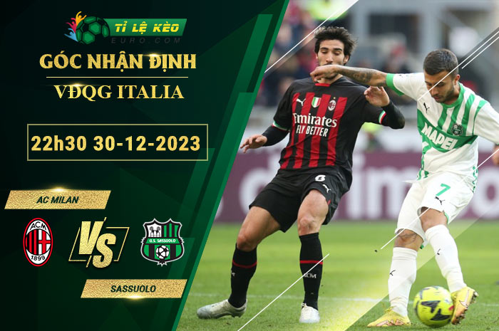 chi tiết kèo đấu AC Milan vs Sassuolo