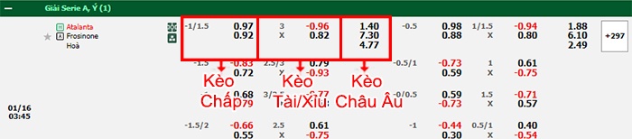 bảng kèo trận đấu Atalanta vs Frosinone