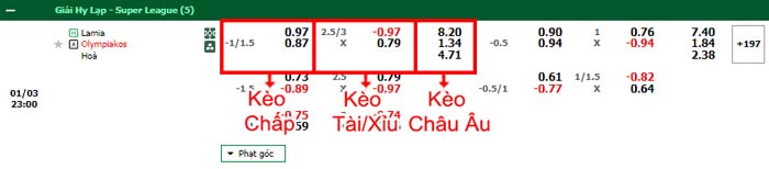 bảng kèo trận đấu Lamia vs Olympiakos