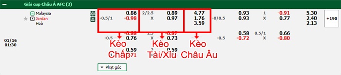 bảng kèo trận đấu Malaysia vs Jordan