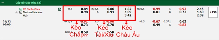 bảng kèo trận đấu Santa Clara vs CD Nacional
