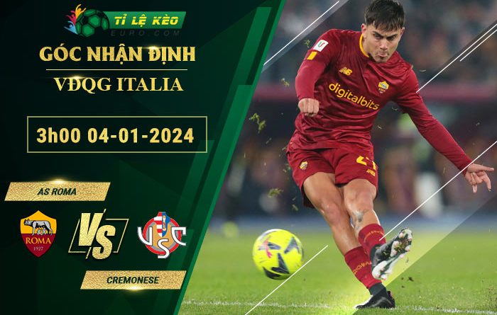 soi kèo AS Roma vs Cremonese