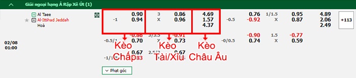 bảng kèo trận đấu Al-Tai vs Al Ittihad