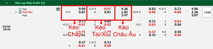 bảng kèo trận đấu Iran vs Nhật Bản