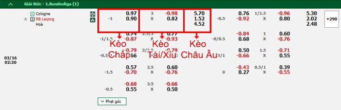bảng kèo trận đấu Cologne vs RB Leipzig