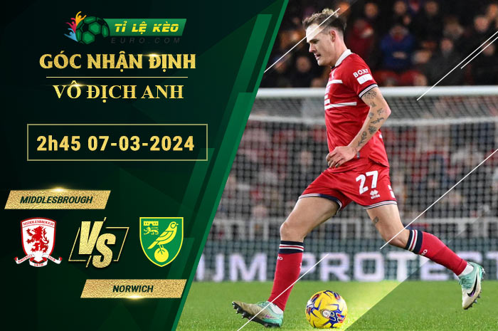 soi kèo Middlesbrough vs Norwich